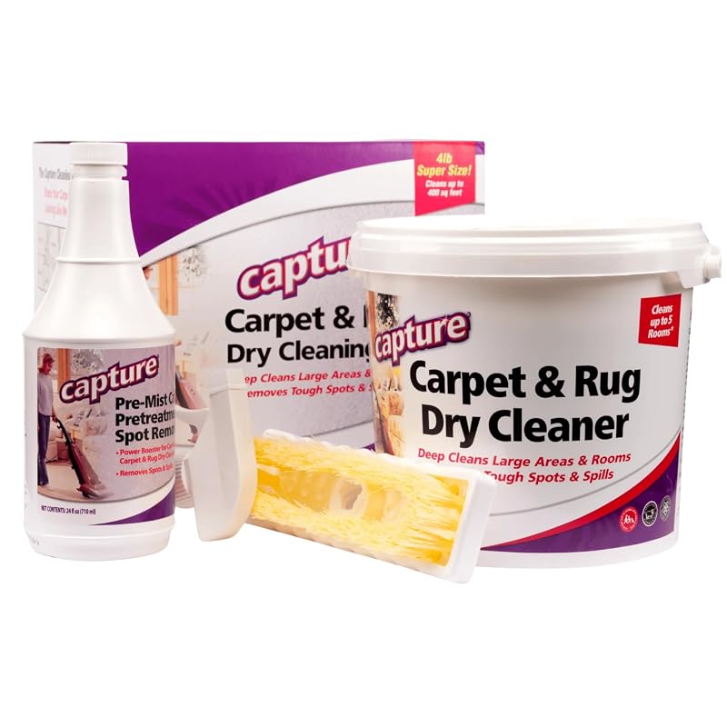 Kit de limpeza a seco para carpetes e tapetes Capture com pré-spray e escova – 1,81 kg, cobertura de até 37,2 m²