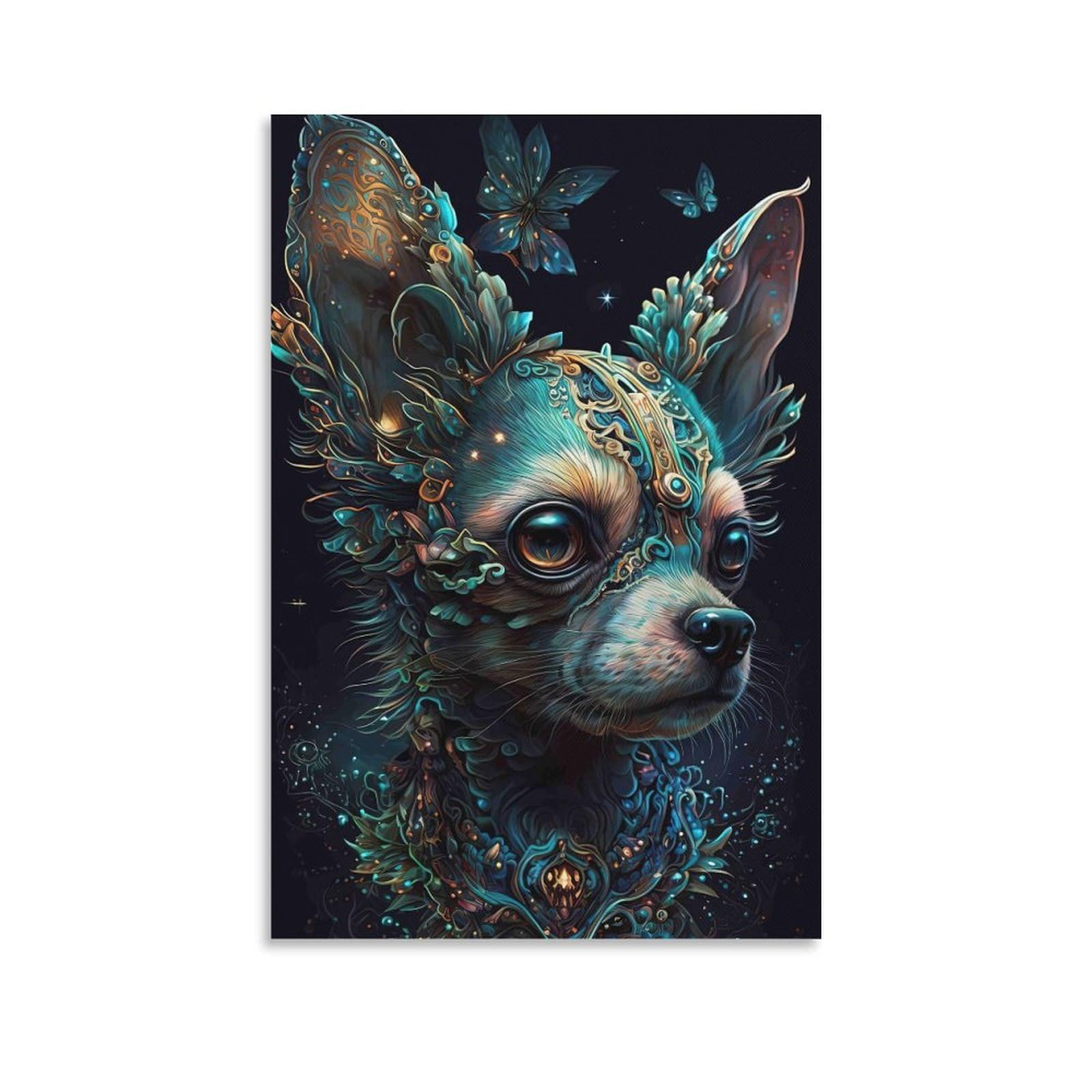 DHBANEIOK Fantasy Chihuahua Art Wall Decor Poster Giclee Canvas Prints Modern Wall Art Picture Wall Hanging for Bathroom Wall Decor 24x36inch(60x90cm)