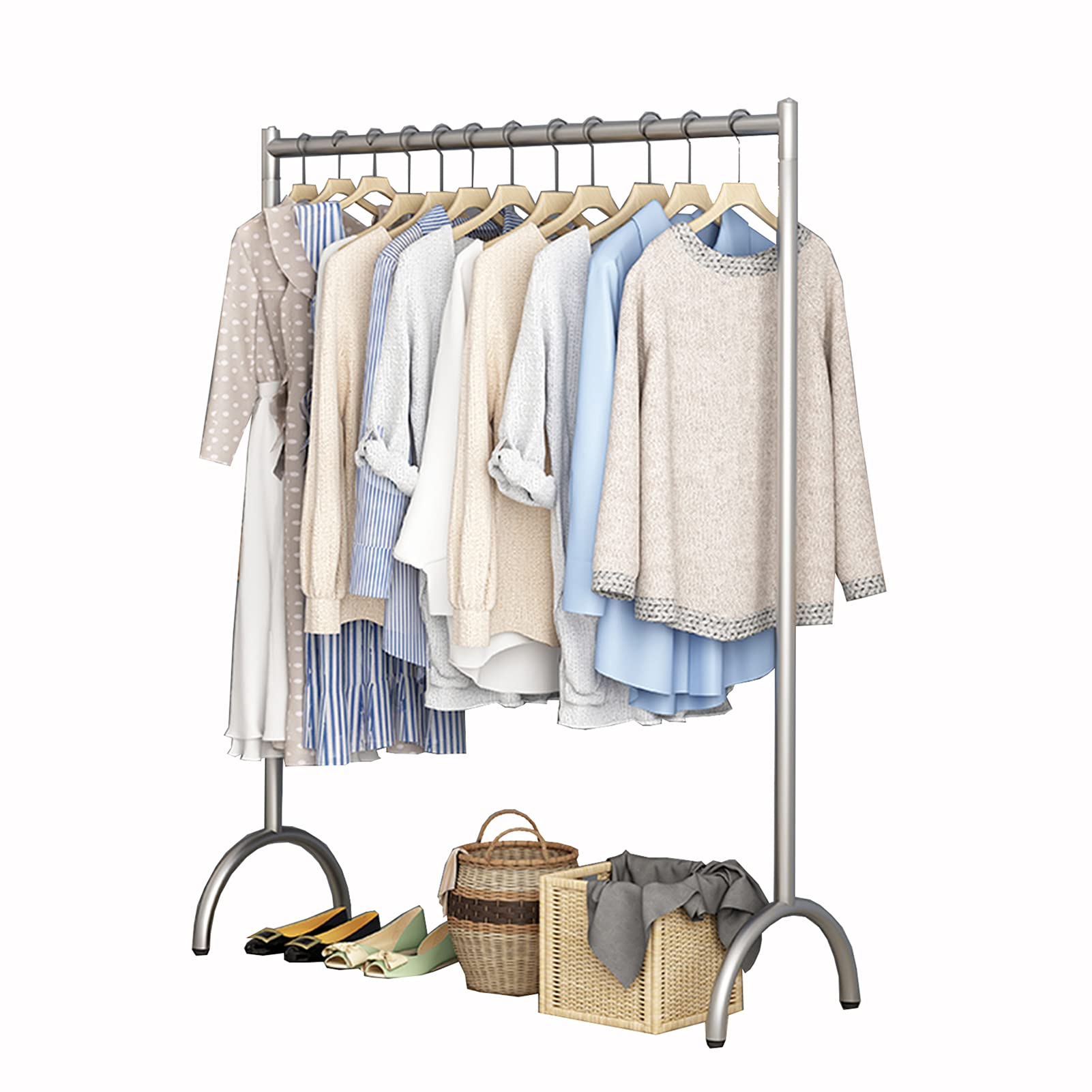 SaryEdge Coat Rack Stainless Steel Clothes Rack Heavy Duty Garment Storage Racks Silver Clothing Display Rack for Boutique Retail or Home/Silver/80X40X150Cm,Silver-,Silver-150X40X150Cm