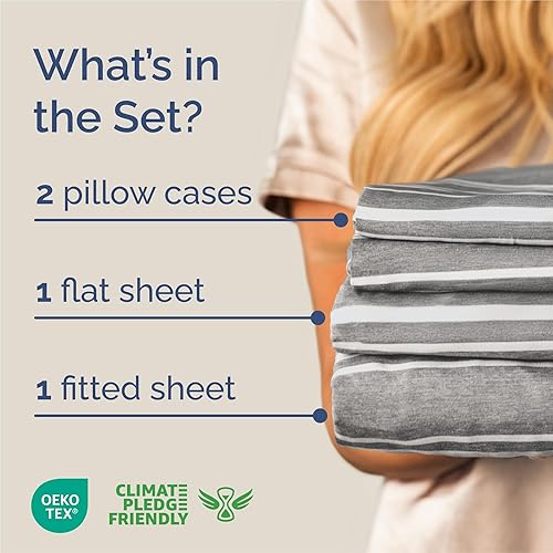 Vista 2 de Juego de sábanas tamaño King de 4 piezas, cómodo, transpirable y refrescante, ropa de cama de lujo de hotel para mujeres, hombres, niños