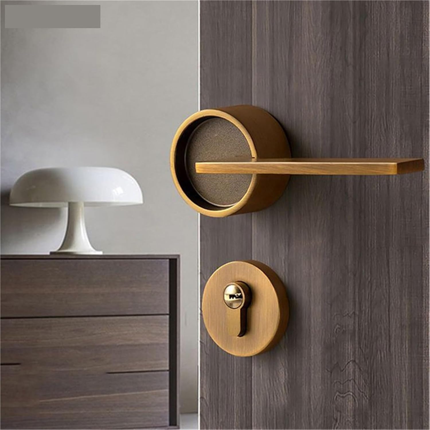 Interior Silent Bathroom Door Lock Zinc Alloy Bedroom Door Handle Locks Deadbolt Lock Mute Mechanical Locks 1Pcs(Yellow Bronze)