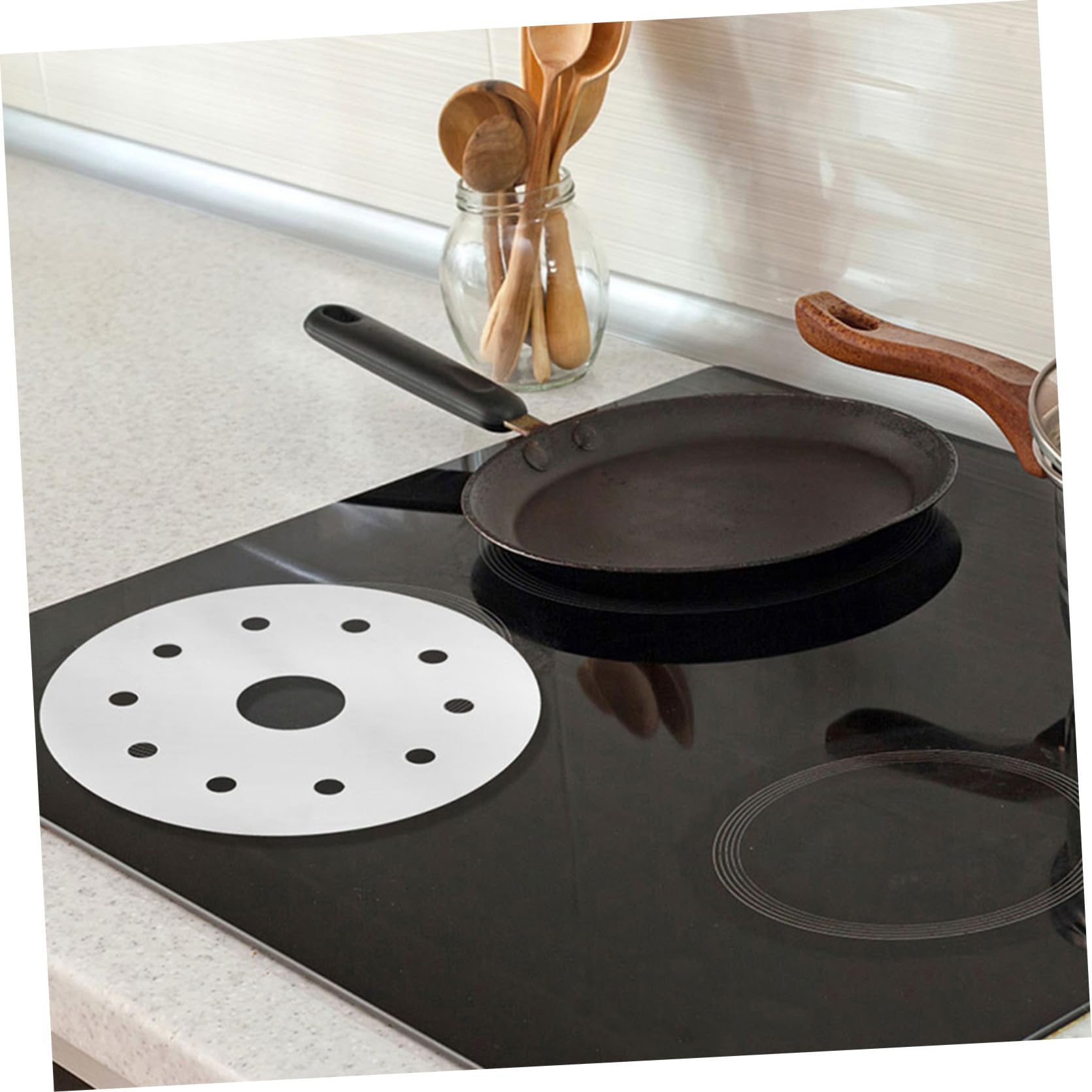 Ipetboom Placa Difusora de Calor de Acero Inoxidable para Estufa de Gas Adaptador de Inducción de Lámina Conductora Térmica para Distribución Uniforme del Calor Utensilios de Cocina