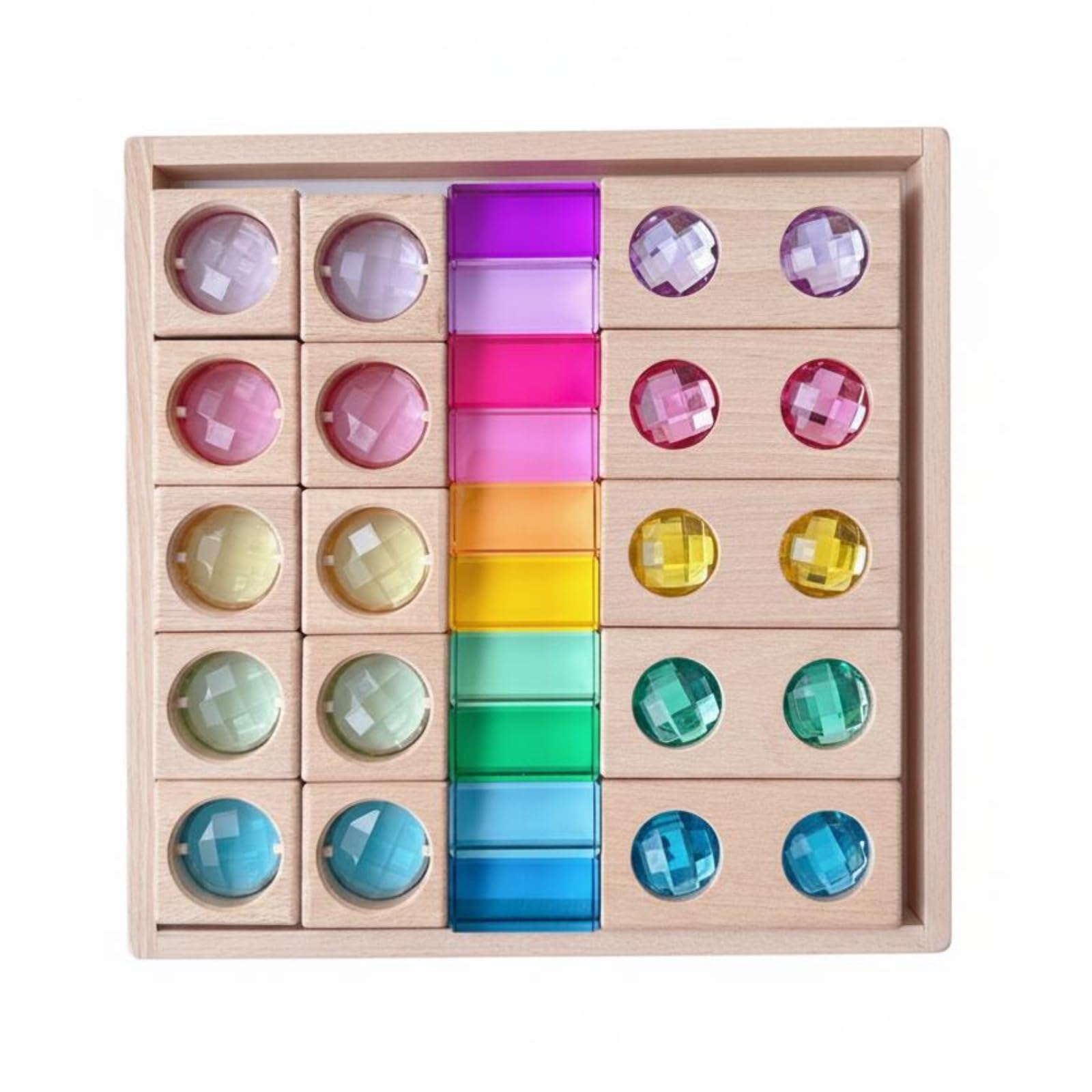 Jiuvaso Blocchi Sensoriali per Bambini Puzzle Educativo Tavola di Abbinamento Set di Costruzione Gioco di Incastro con Pezzi Traslucidi per Apprendimento, Combinazione Finestra Trasparente Alta 4