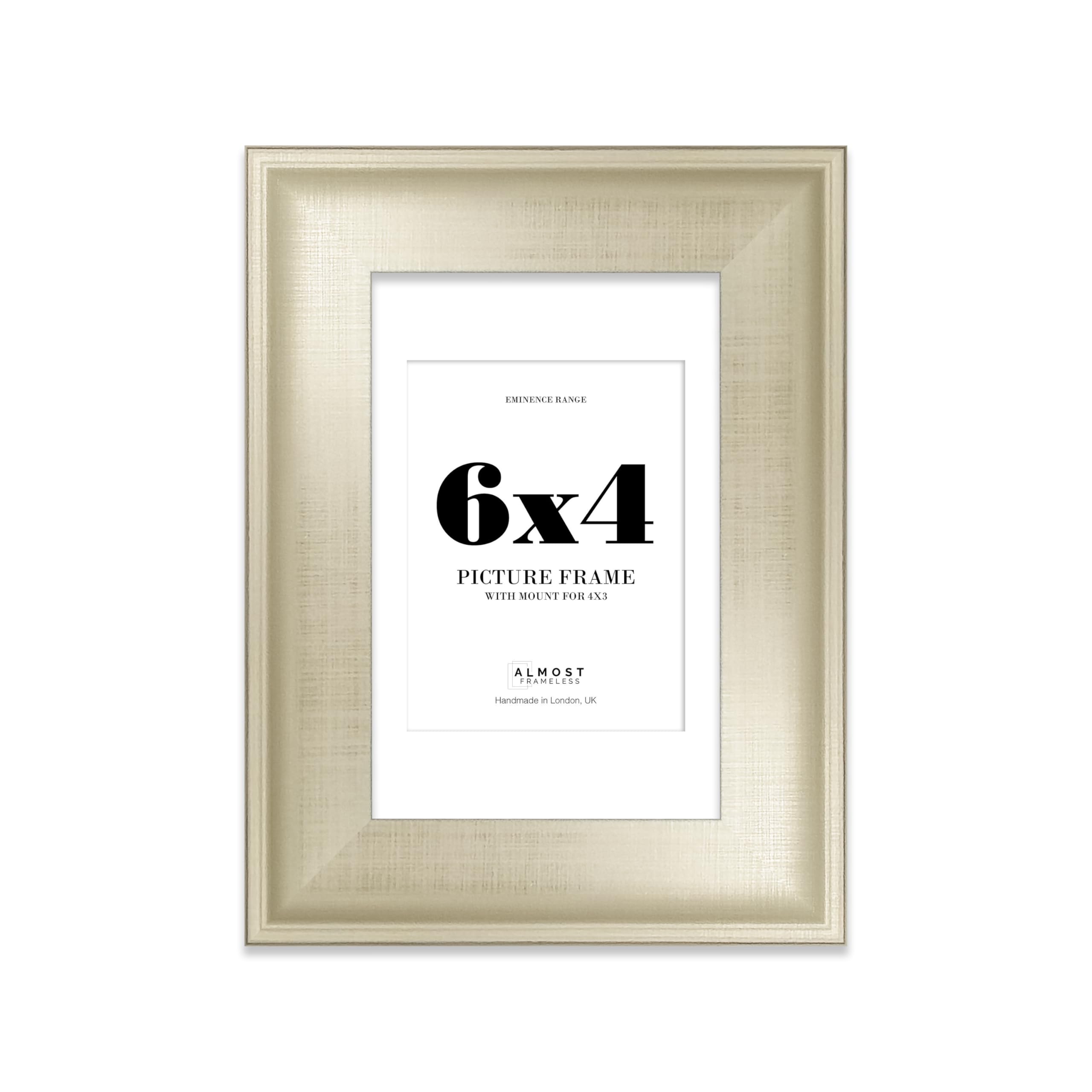 6x4" Silver Picture Frame with 4x3" Mount - Shabby Chic Photo Frame with Distressed Finish, Wall Hooks and Kickstand, 32mm Edge - 1 Pack