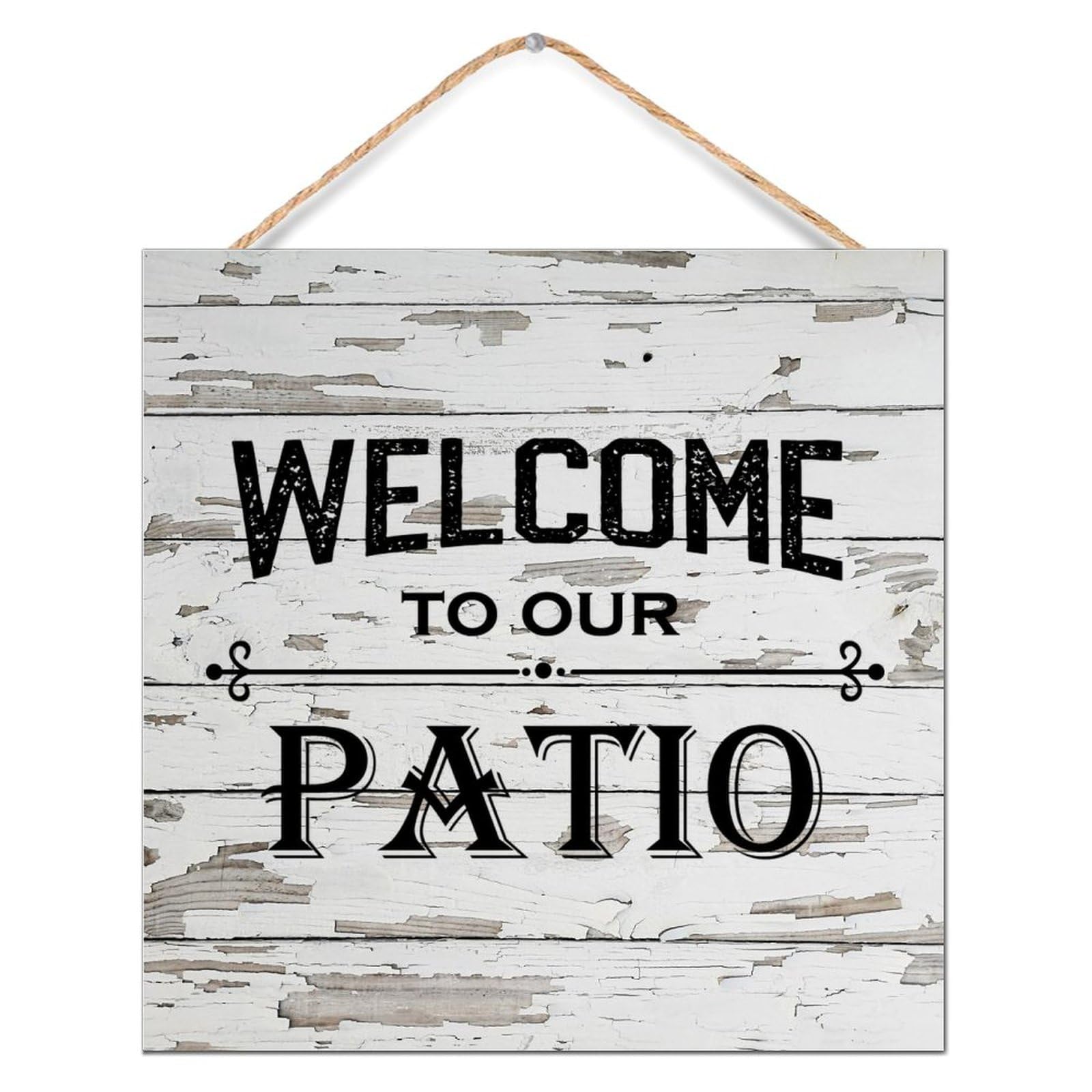 Plaque en bois Welcome to Our Patio personnalisée 30,5 cm pour porche
