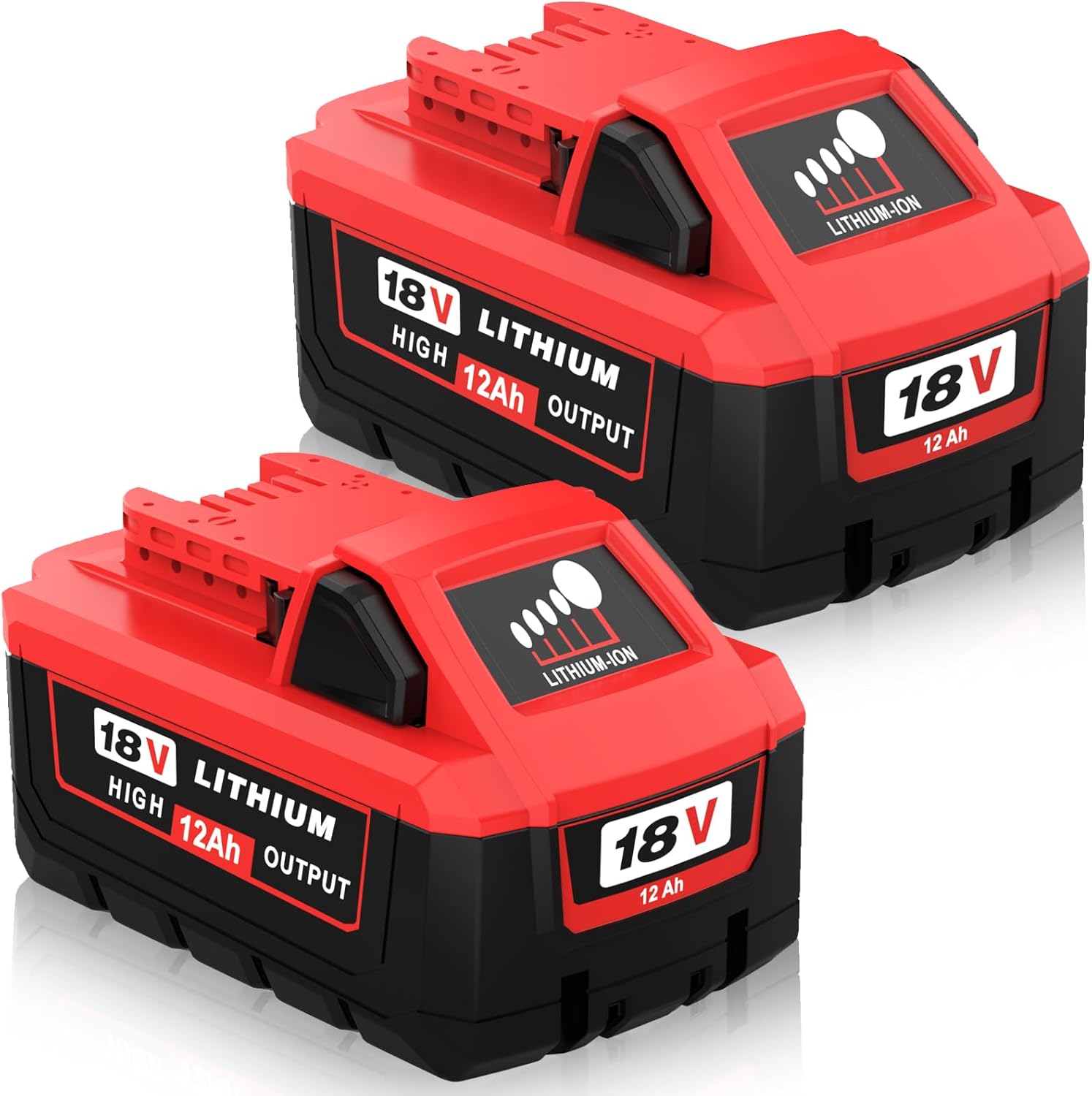 2 Packs 12Ah 18 Volt Lithium ion Replacement Battery 12.0Ah High Output
