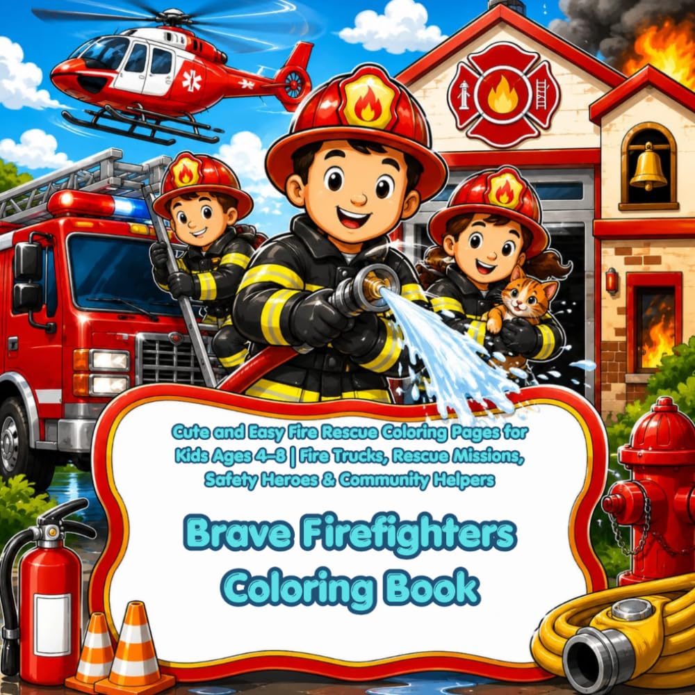 Brave Firefighters Coloring Book: Cute and Easy Fire Rescue Coloring Pages for Kids Ages 4–8 | Fire Trucks, Rescue Missions, Safety Heroes & Community Helpers (Little Career Adventures)
