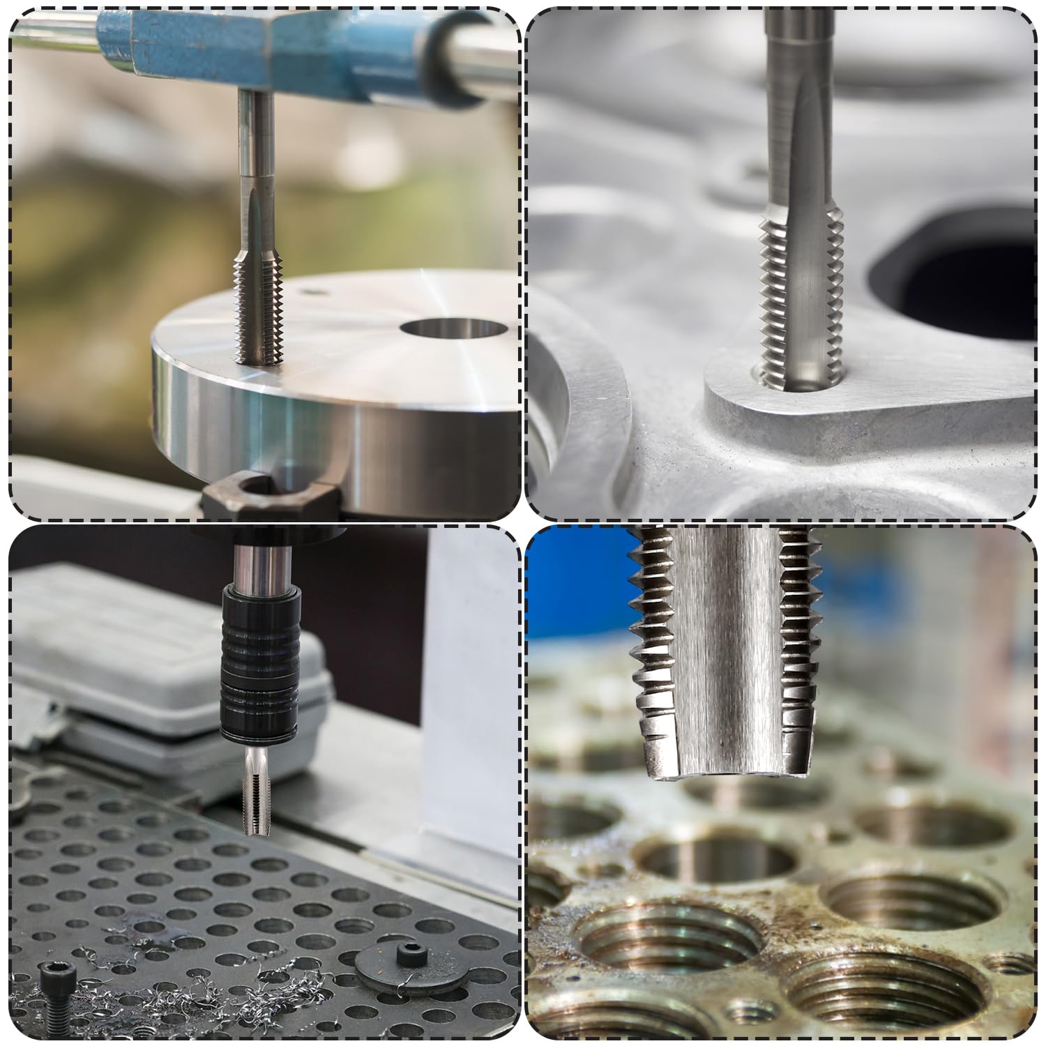 Set Maschi E Filiere Metrici M14x2, HSS Titanio, Per Filettatura Su Acciaio E Alluminio, Kit Macchina Per Riparazione E Lavorazione - 3