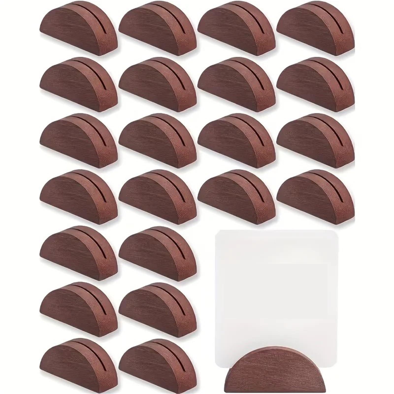 Lot de 30/80 supports en bois semi-circulaires pour cartes de mariage, menu de restaurant et supports de photos – Convient pour les mariages, les fêtes, les tables, les magasins, les étiquettes, le