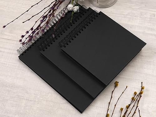 Miniatura 6 de Álbum de fotos de bricolaje con tapa dura, en blanco, para boda y aniversario, álbum de fotos familiar, álbum de recortes, Negro, 10 pulgadas