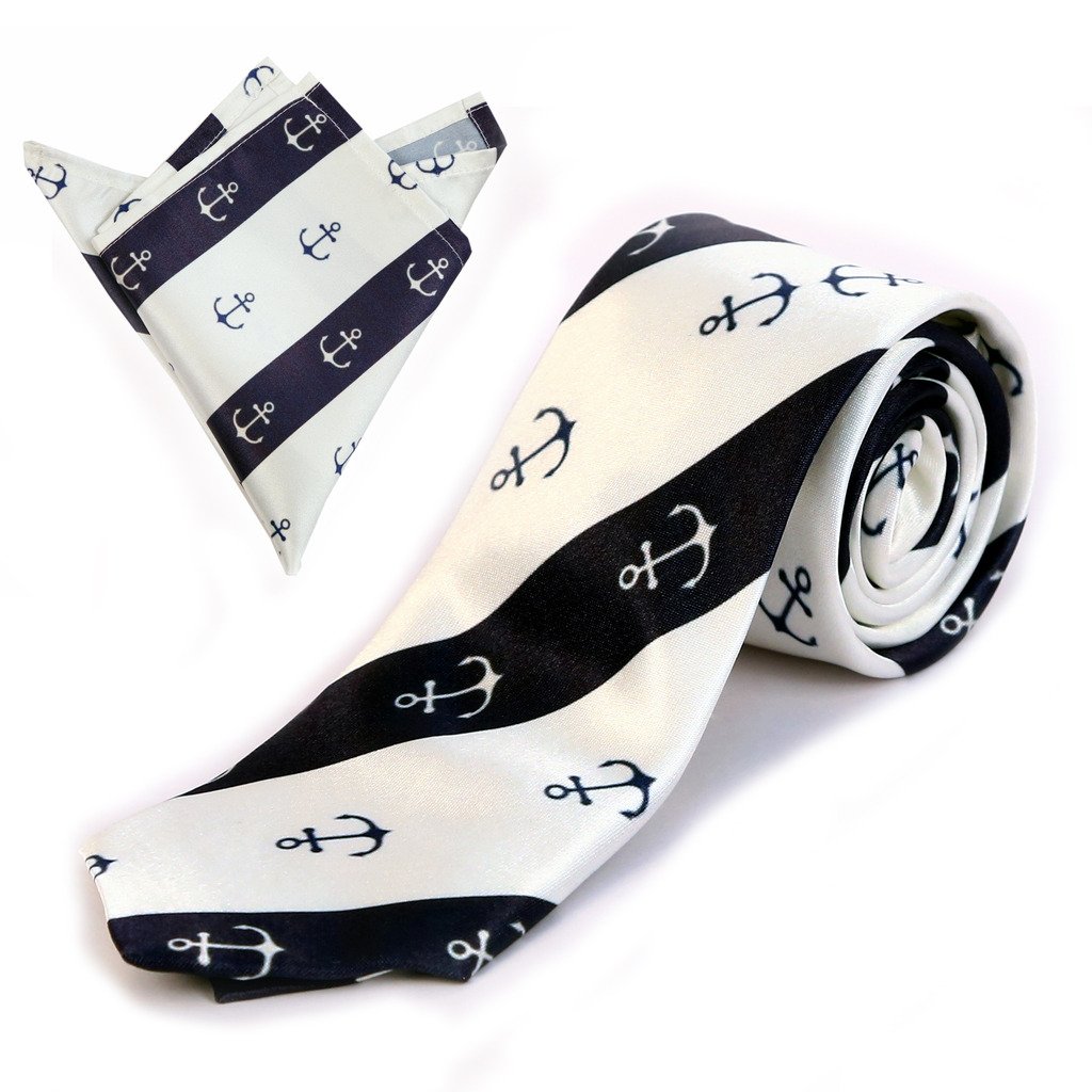 Anchors Navy Tie And Pocket Square Set-image-10
