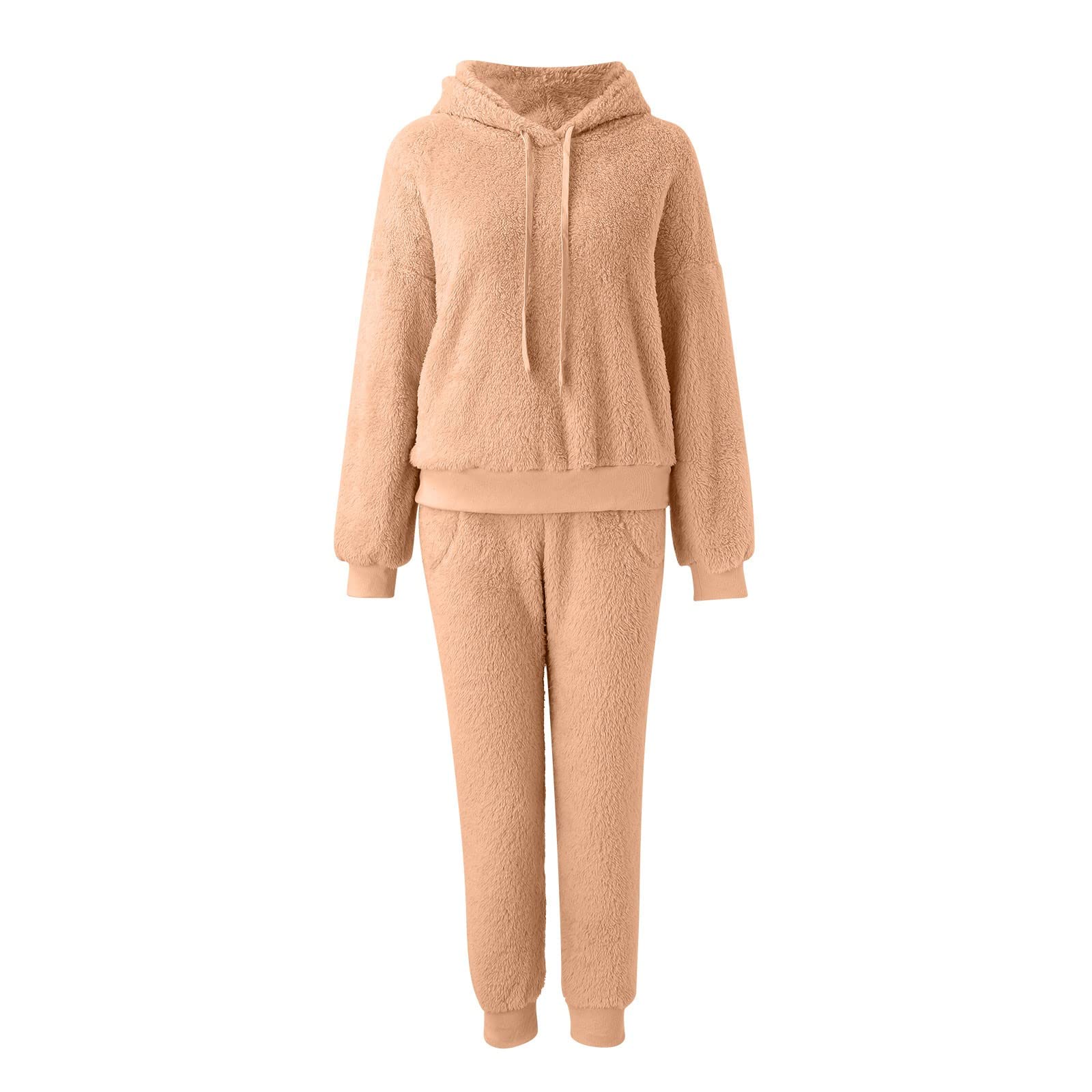 CMBSSTFC Damski długi zimowy przytulny strój rekreacyjny Elegancki duży rozmiar strój rekreacyjny Ciepły dres z podszewką Strój sportowy Elegancki flanelowy komplet piżam Bielizna nocna Puszysty