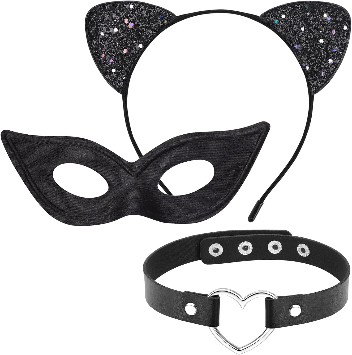 DRESHOW Rhinestone Cat Ears Headbands Kitty Crystal Hair Band for Women Pack of 2 Silver Gold Rhinestone One Size - Image 8