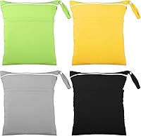 Vista 8 de Shappy 4 bolsas para artículos húmedos y secos para pañales de tela para bebé, bolsa impermeable lavable, de viaje, reutilizable, con 2 bolsillos