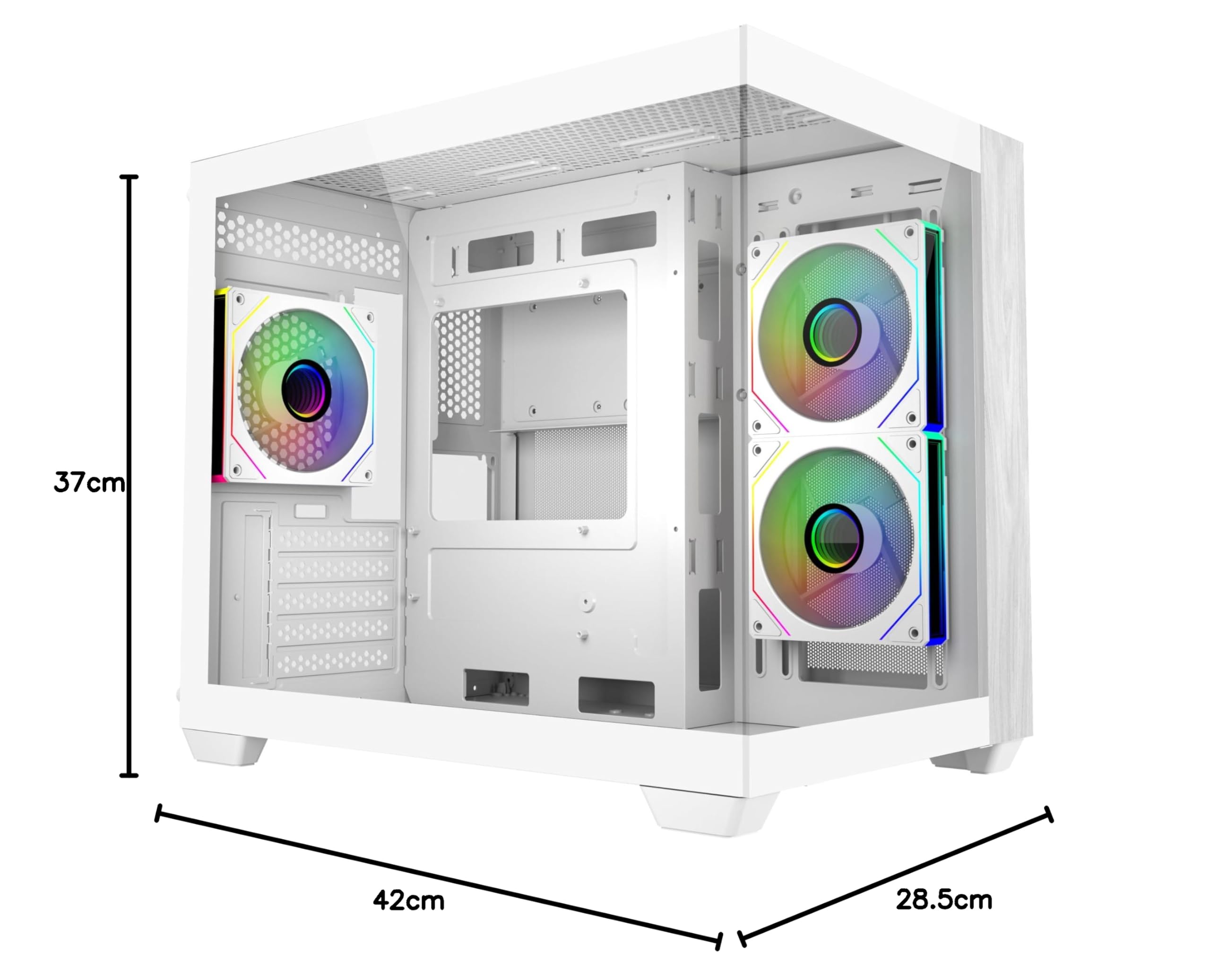 Cooler Master Elite 481 Biała drewniana obudowa komputera | 3 wstępnie zainstalowane odwrócone wentylatory argb | Wsparcie AIO do 360 mm | Uchwyt na płytę główną mATX | Seria RTX 50 do 410 mm |