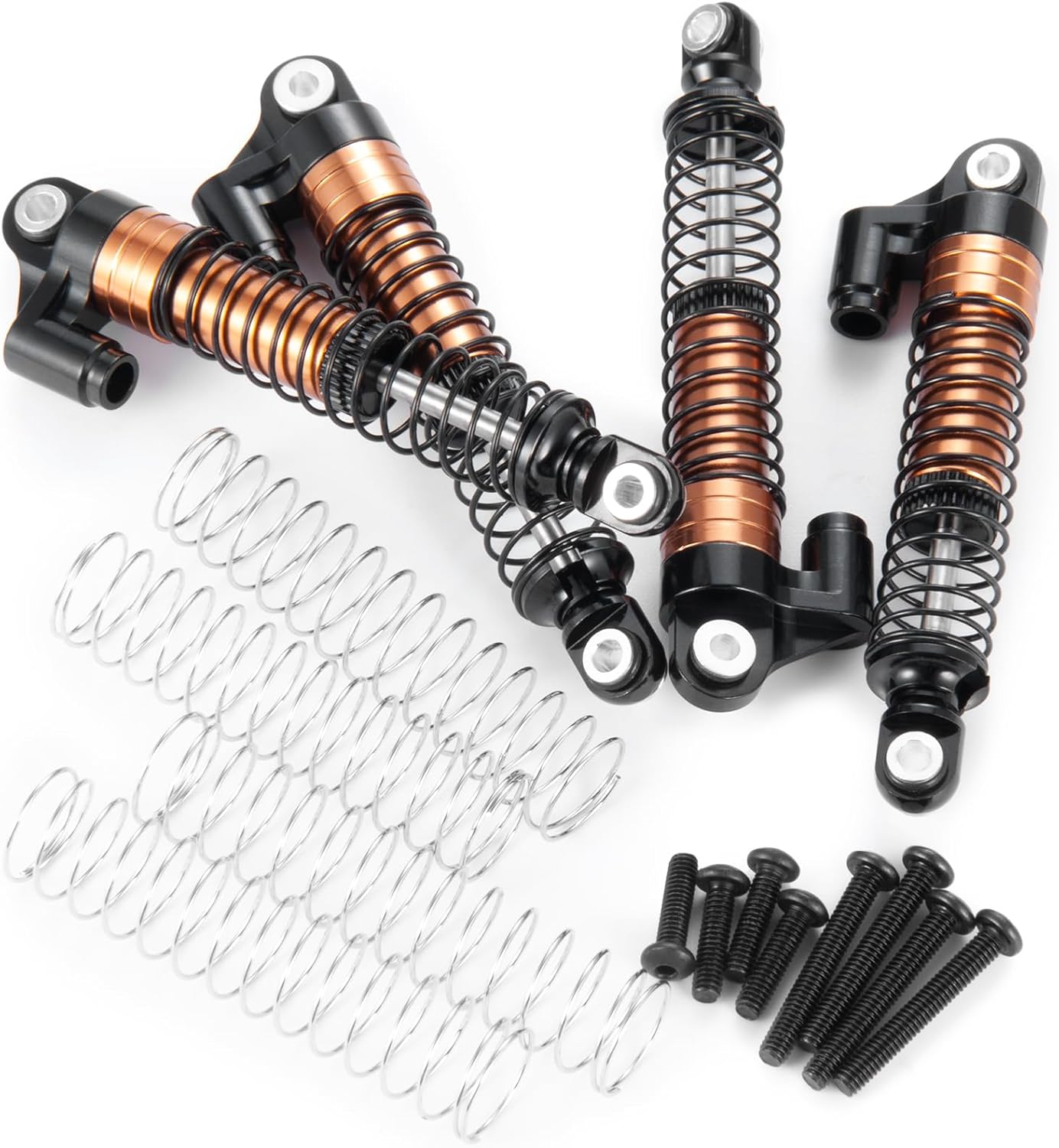 AXSPEED 62mm Shocks Kits 4pcs Adjustable Shock Absorber Damper for 1/18th TRX4-M TRX4M RC Crawler Car (Black)