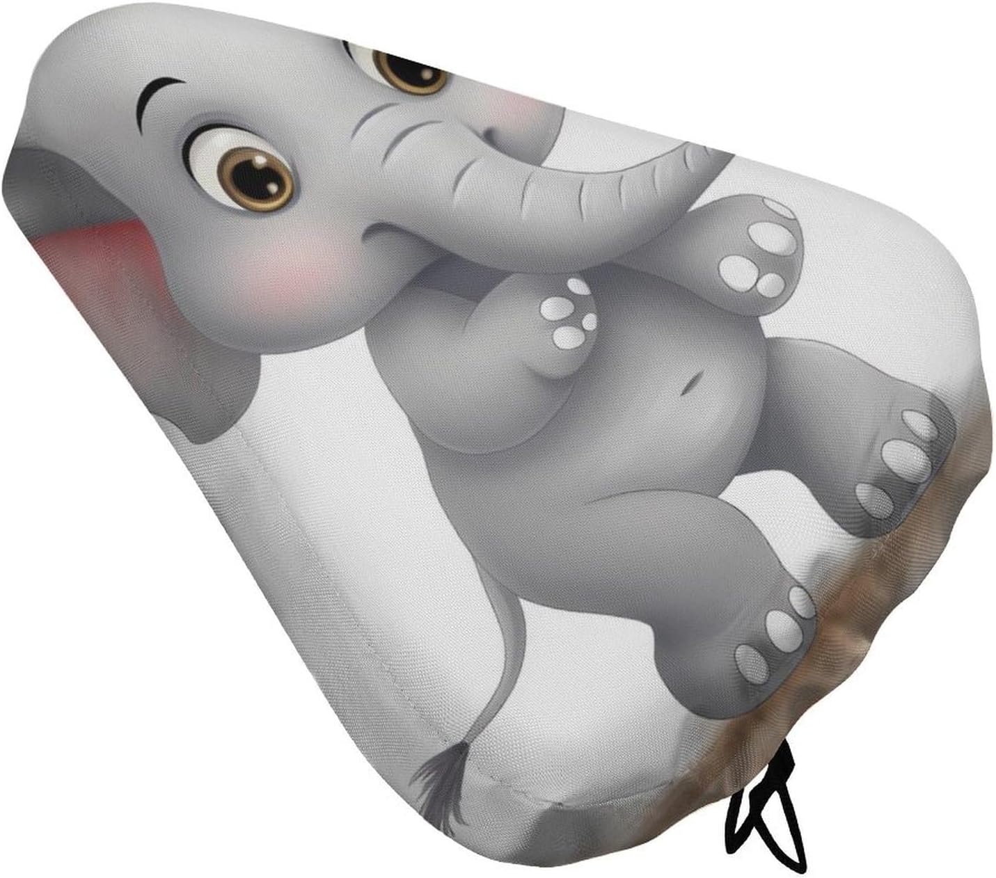 Cute Elephant Waterproof Bike Seat Cushion with Drawstring for Women Men Soft Padded Bicycle Seat Cover for Comfort Wide Road Bike Saddles Universal Fit for Mountain Exercise
