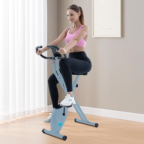 Miniatura 33 de BARWING Bicicleta estática estática para entrenamiento en casa, bicicleta de ciclismo plegable 5 en 1 para personas mayores, capacidad de 350