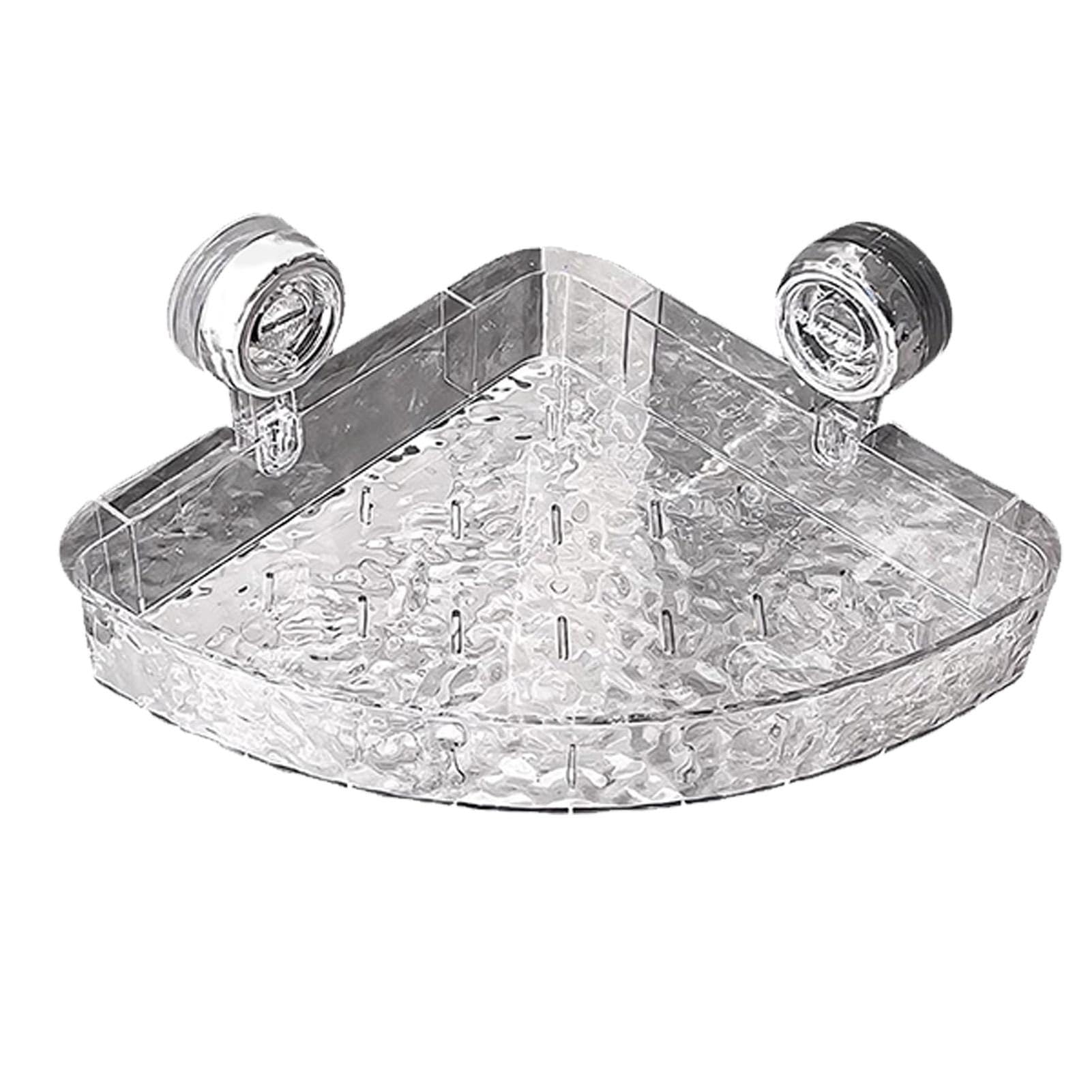 Raidley No Drill Clear Wall Caddys Raidley Shower Storage No Drill suction Cup Shelf Corner Shower Shelves Light