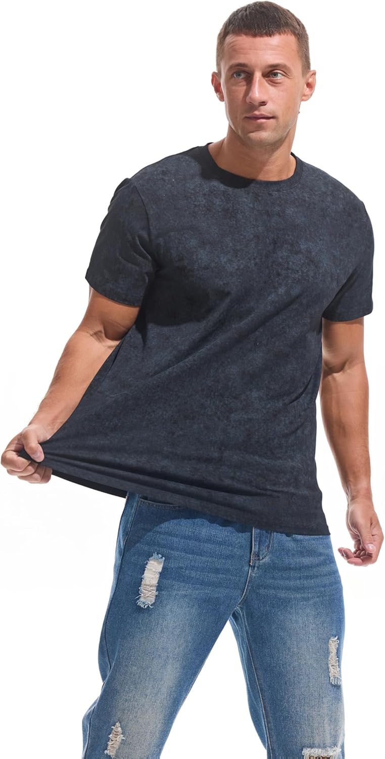 VEIISAR Men's Crew Neck T Shirt - Fitted Elastic Tees Fresh Print Tshirts - Pattern & Color 20+ - Image 3