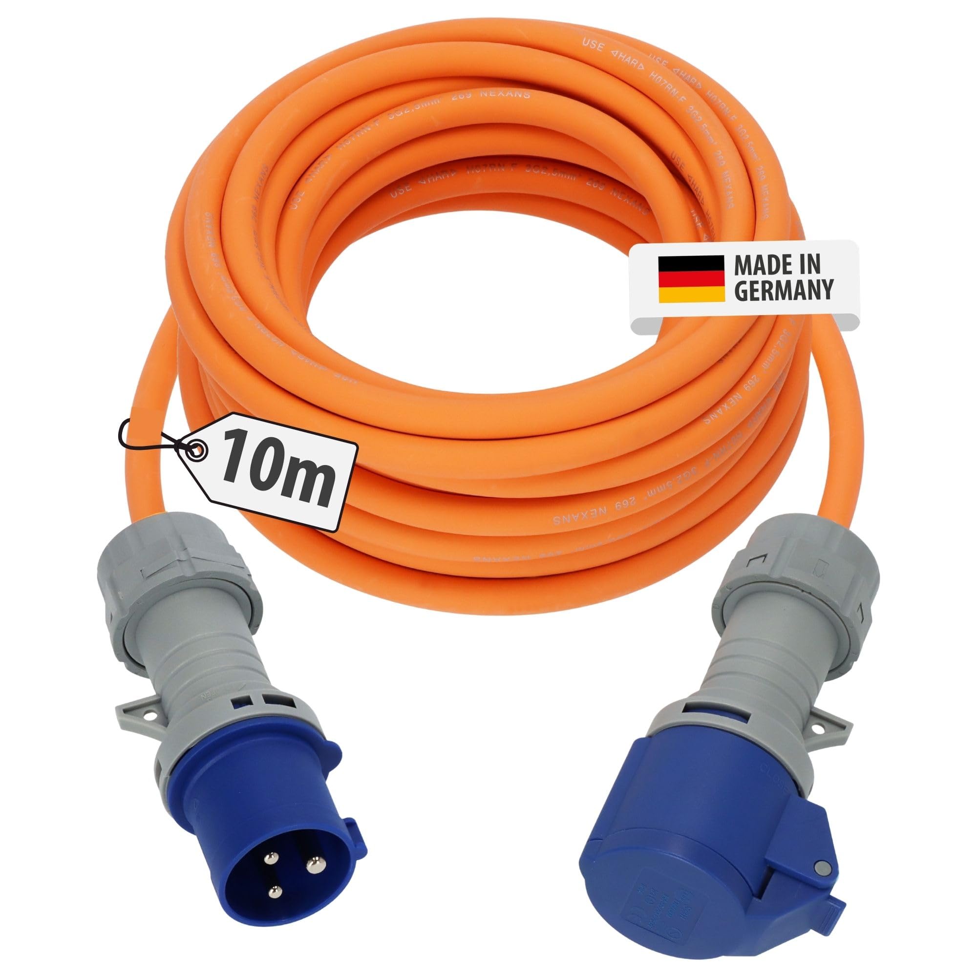 Brennenstuhl CEE 230V przedłużacz kempingowy 10m z wskaźnikiem napięcia LED (kabel H07RN-F 3G2,5, kabel zasilający do campingu do stałego użytkowania na zewnątrz IP44, Made in Germany)