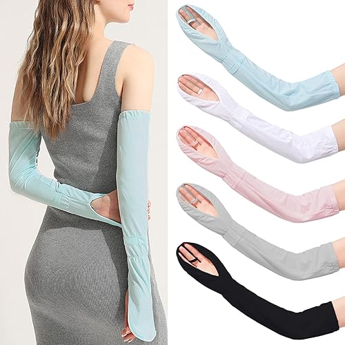 Miniatura 7 de Mangas de sol sin dedos para conducir, manga ajustable con guantes, protección UV, cubierta de brazo de refrigeración para jardinería