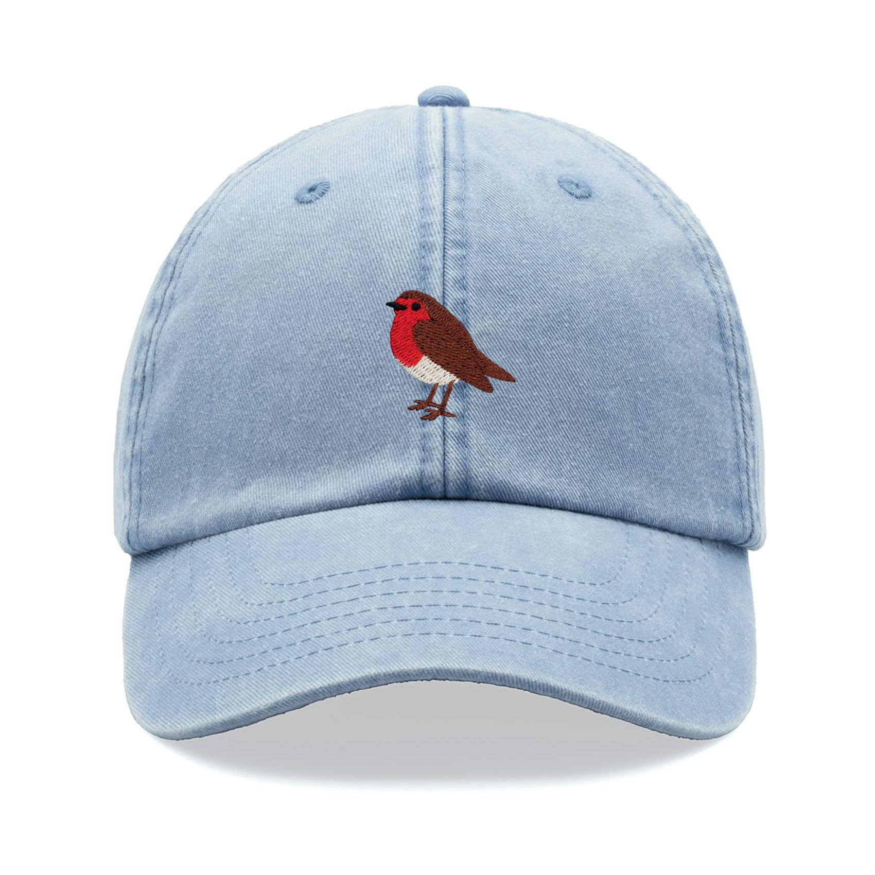 Robin Baseball Cap Vintage Washed Unisex Dad Hat Adjustable Light Blue