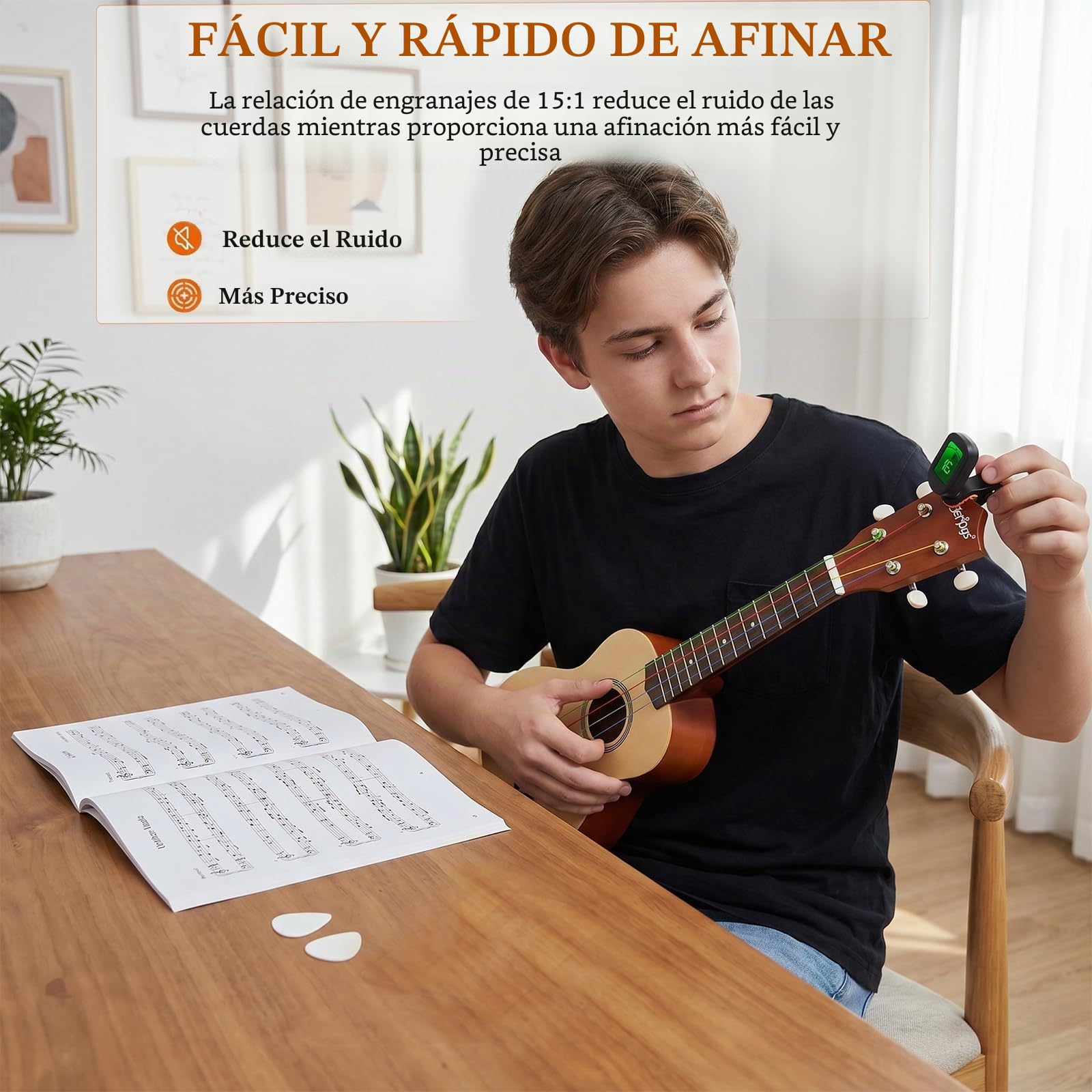 Ukelele Soprano, Principiantes Ukulele Kit 21 Pulgadas, Hawaiano Uqueleles con Bolsa, Afinador, Correa, Todo en un solo juego