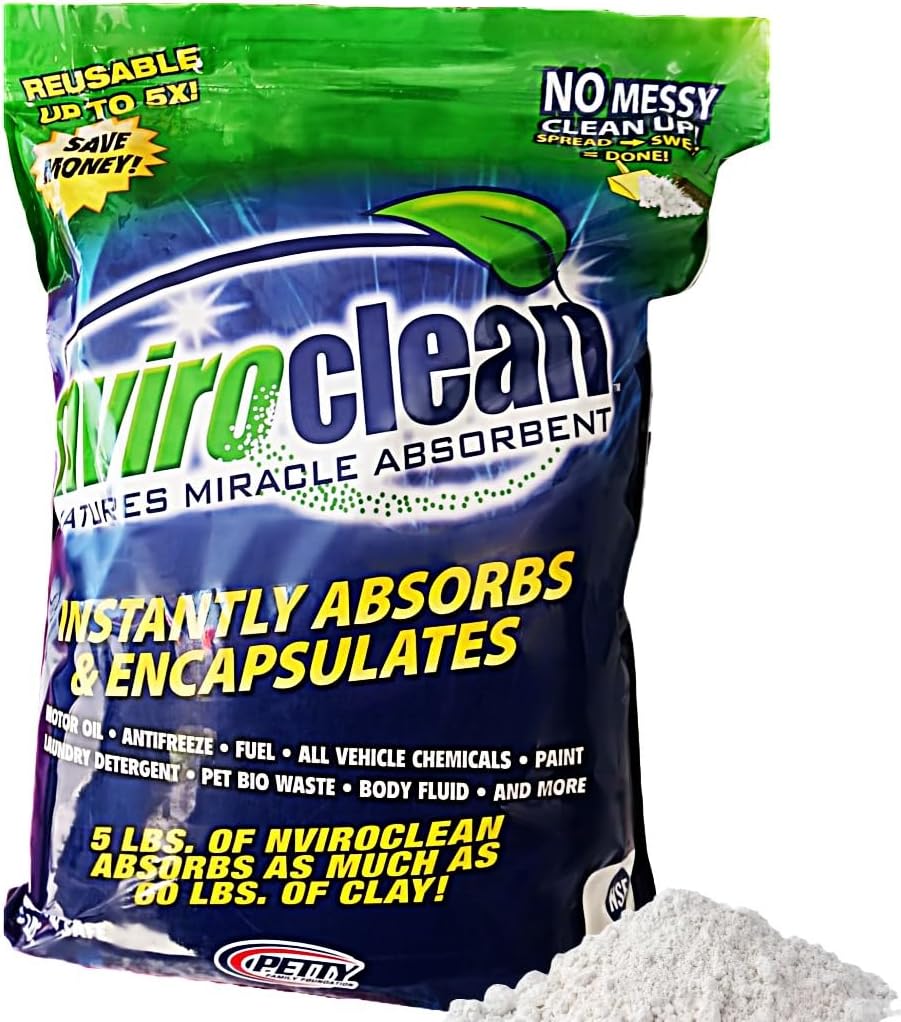 5 LB (Pack of 1) Super Absorbent & Encapsulant Spill Cleanup up to 24lbs, for Home, Commercial, & Industrial Use for Oil, Antifreeze, Food, Paint, Pet Waste, Body Fluids & More