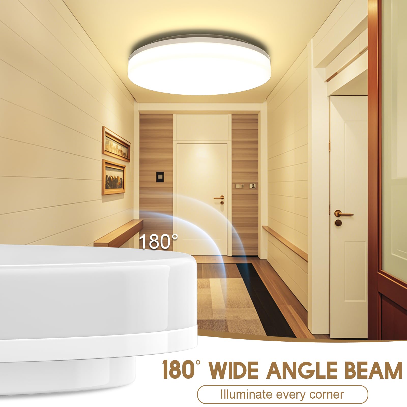 18W moderno impermeabile LED Lampada a soffitto tondo sottile plafoniera 1650lm Bianco caldo 3000K plafoniere a led per Soggiorno Sala da pranzo Camera da letto Bagno Cucina Balcone Corridoio