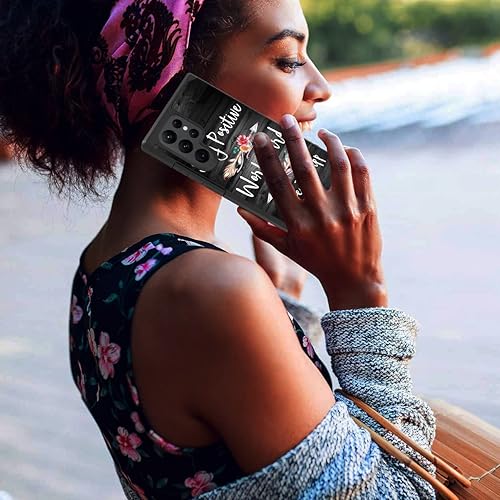Miniatura 6 de Funda para Samsung Galaxy S22 Ultra, mantente positivo trabaja duro y haz que suceda cita inspiradora híbrida de policarbonato duro y silicona suave