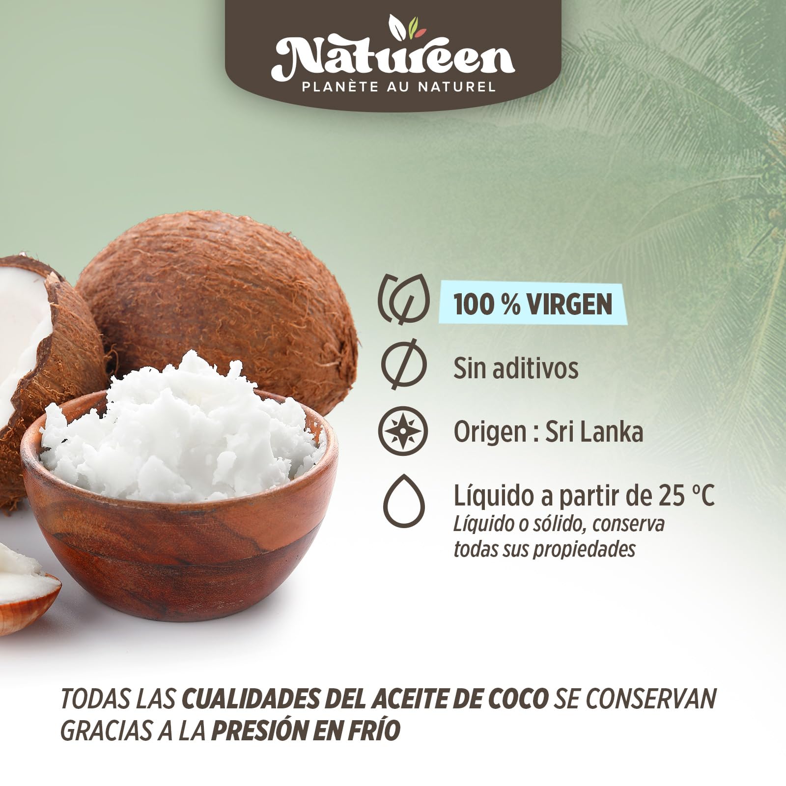 Aceite de Coco Virgen Orgánico 1 L Prensado en Frío Virgen Extra