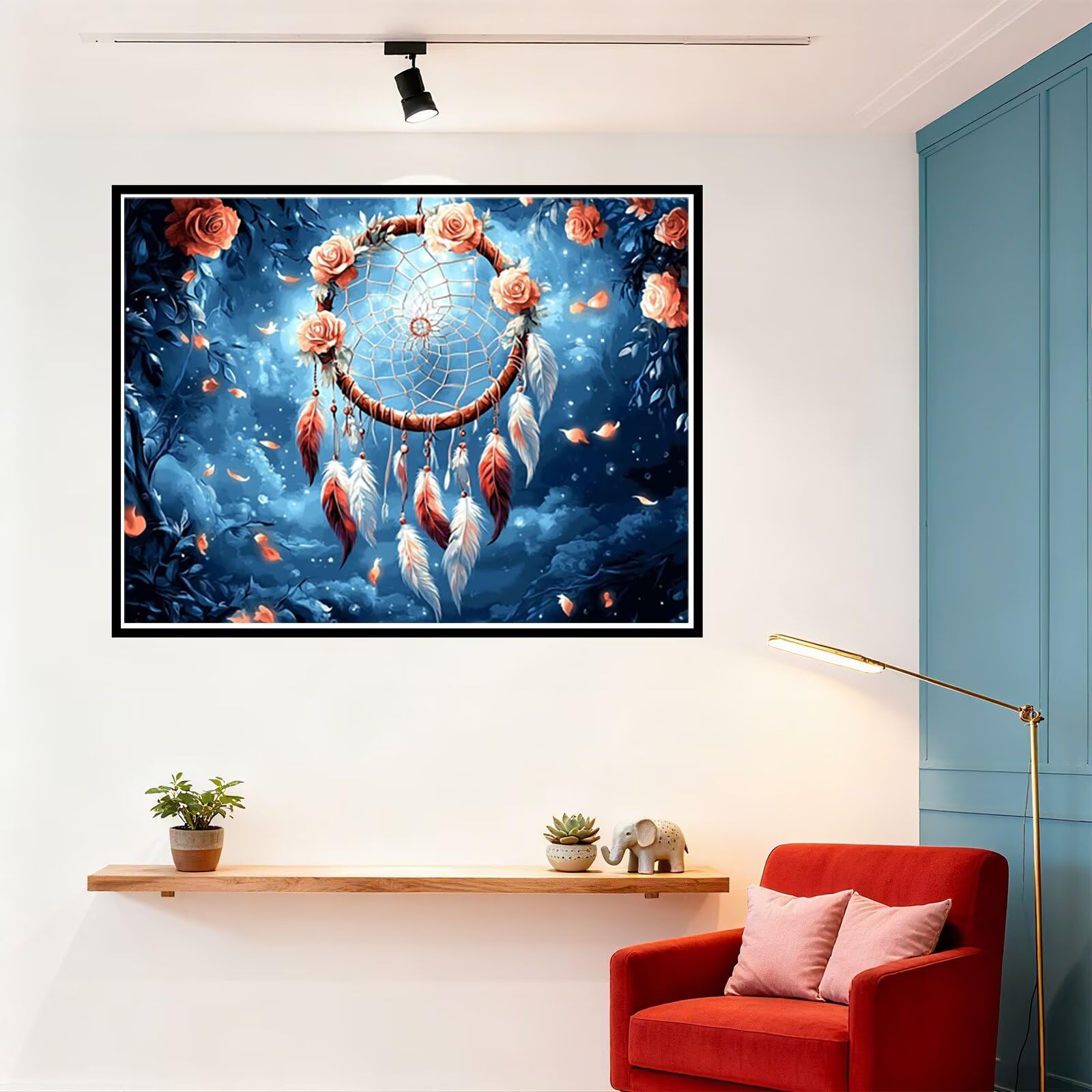 Peinture Numero Adulte Attrape RêVes Coloriage par Numero Adulte RêVe DIY Paint by Numbers, avec Pinceaux Peinture Loisir Creatif Enfant Cadeau Femme, Pour Decoration Maison Murale 90x120cm H - 679