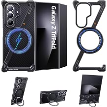 Z Shape for Samsung Galaxy Z Trifold Bumper Case with Stand,360Rotating Magnetic Ring Kickstand,Metal Frameless Minimalist Military Grade Protector Phone Cases for Z Trifold CoverBlack