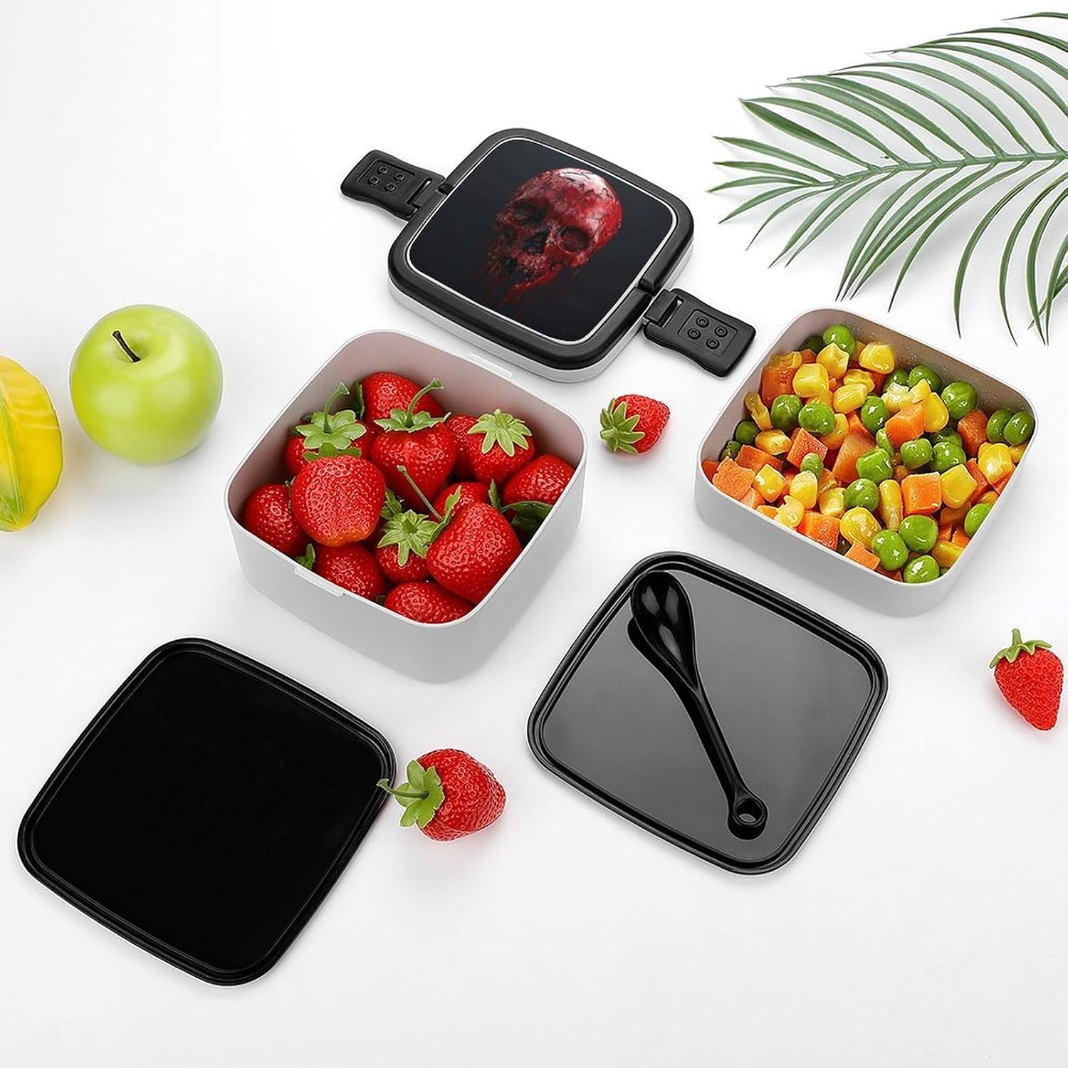 Skull Dripping Red Bento Lunch Box for Adults 2 Layers image 3