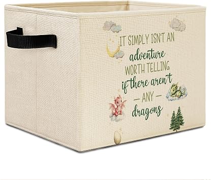 Dragon Nursery Storage Bins,Adventure Forest Dragon Storage Basket Organizer for Classroom Kids Room Nursery Playroom Clothes Toys Books,Toybox for Girls,Dragon Nursery Decor
