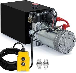 DCHOUSE 12V DC 15 Quart Double Acting Hydraulic Power Unit Pump 3200 PSI Metal Reservoir for Dump Trailers & Lifts