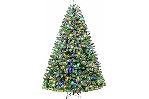 Hykolity 7.5ft Pre-Lit Christmas Tree with Multi-Colored LED Lights