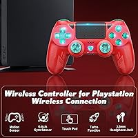 Vista 3 de 2 Pack RGB Wireless Controller for PS4SlimProPC, Colorful RGB lights - Blue Red Green Pink Orange Cyan Purple, Dual Vibration6-Axis Motion