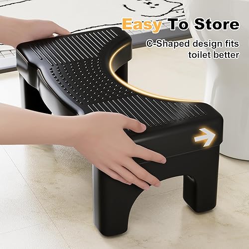 Vista 13 de Taburete de inodoro, taburete de excremento para baño, taburete de excremento de pies para adultos, banco portátil de sentadillas de viaje