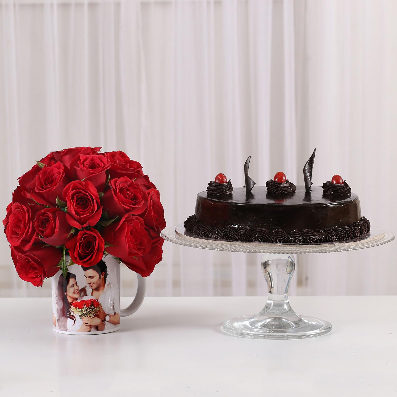 Fnp Red Roses Mug With Truffle Cake-picture-13