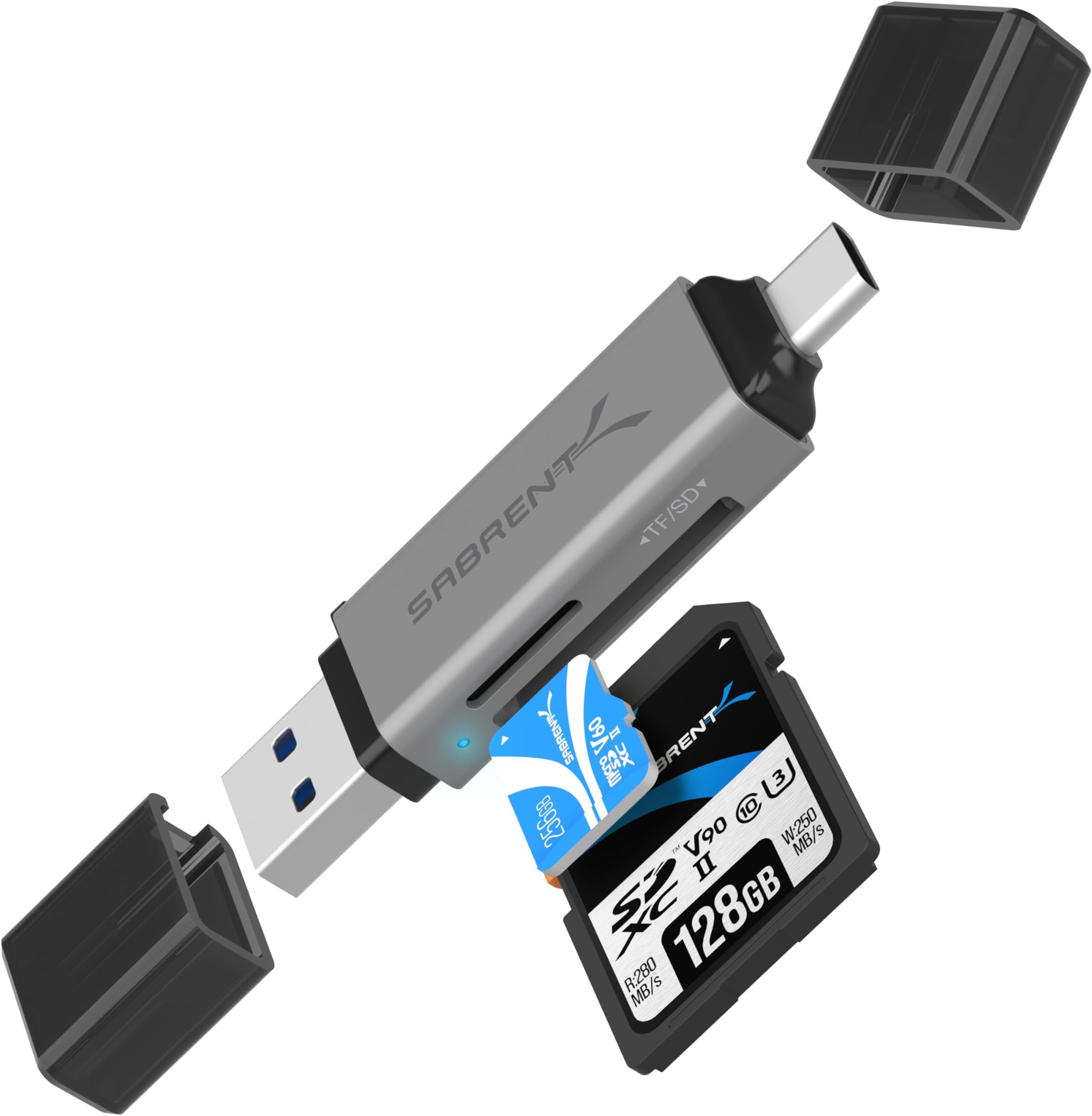 Amazon.com: SABRENT Micro SD Card Reader USB C, 2-in-1 Memory Card ...