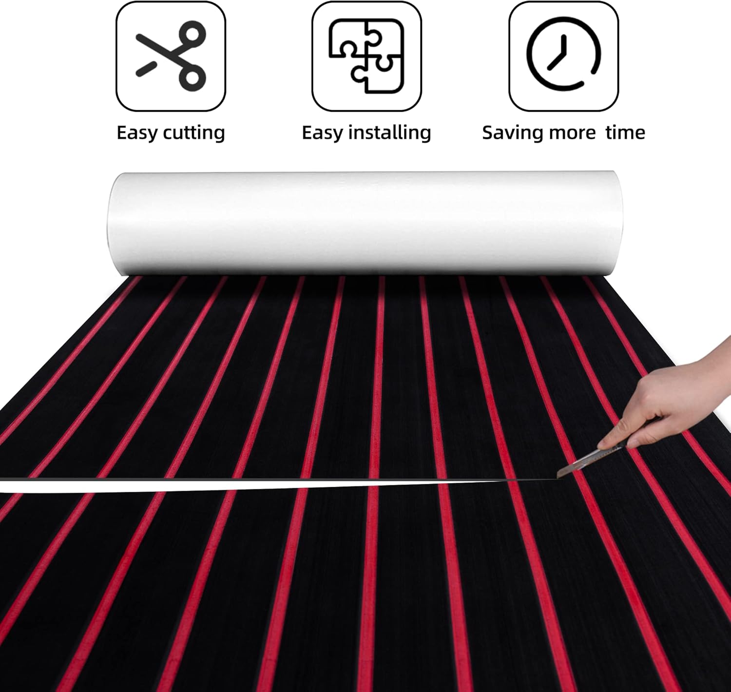 FOCEAN Boat Flooring EVA Foam Boat Decking with Self-Adhesive Non-Slip Marine Carpet for Jon Boat Bass Boat Pontoon Boat Motorboat RV Yacht Kayak Surfboard Floor
