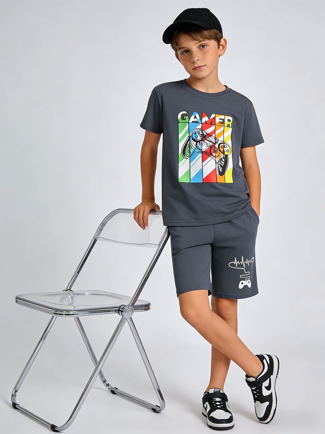 Cakaner Tween Boys Summer Clothes 2 Piece Short Sleeve Graphic T-Shirt and Shorts Casual Outfit Set Size 7-14