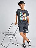 Cakaner Boys Summer Clothes Casual Round Neck Short Sleeve Shorts Set 2 Piece Outfit Size 7 8