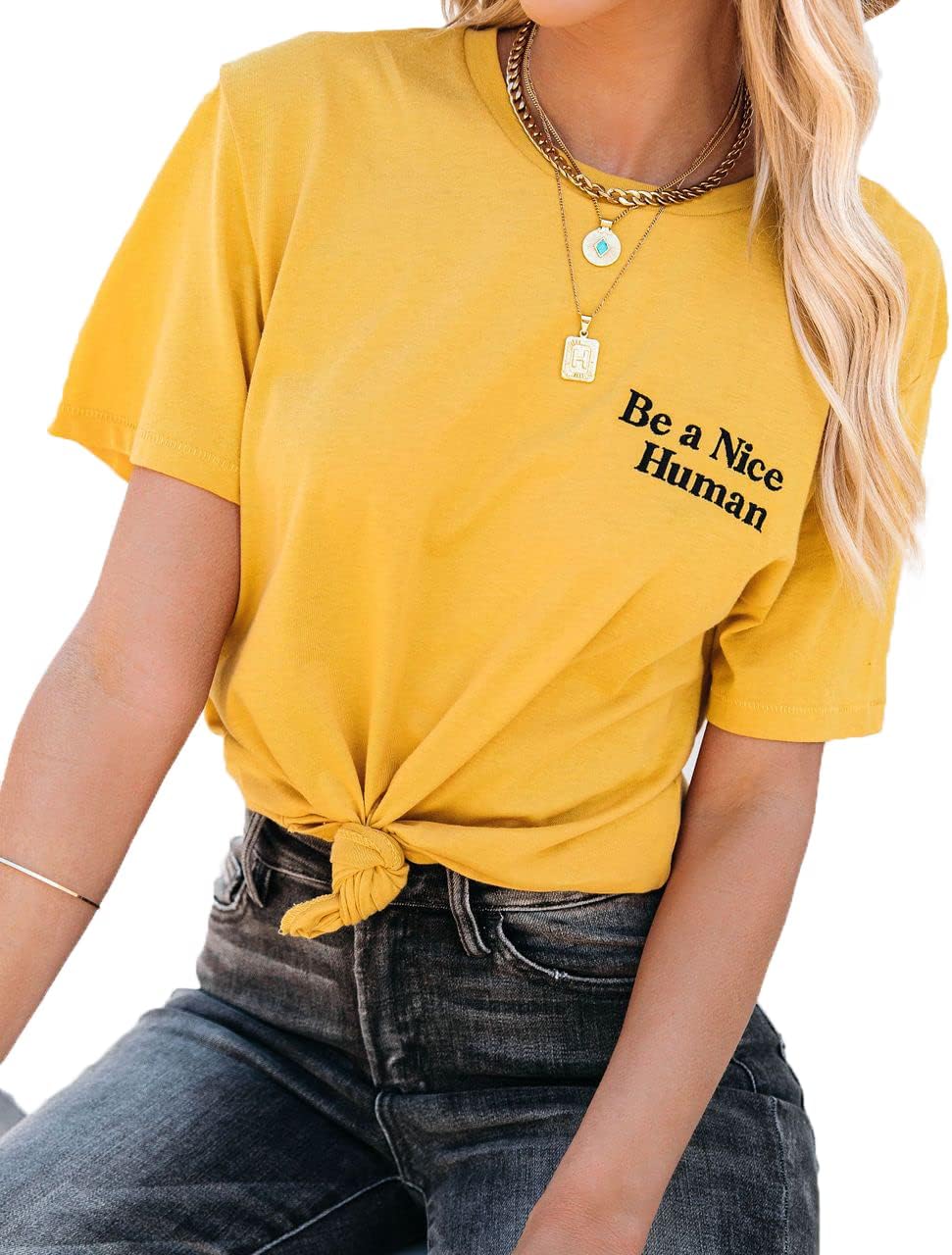 MLEBR Womens Short Sleeve Crew Neck Graphic Shirts Fashion Basic Tee T Shirts Casual Tops Blouses - Image 2