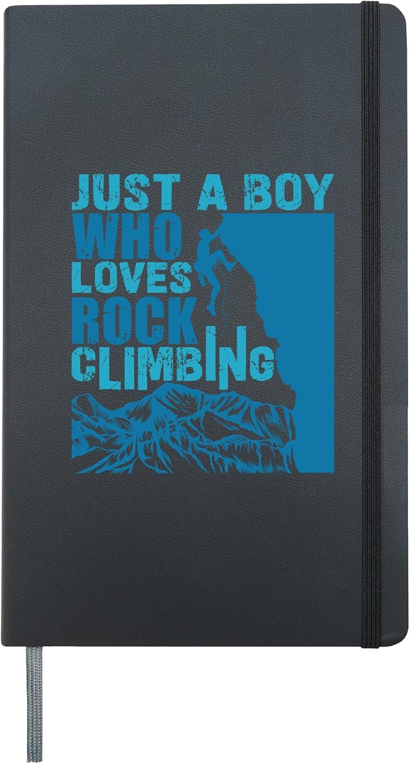 Cool Climber Outdoor Mountain Boulder Rock Climbing Boy Men Hardcover Journal, Black