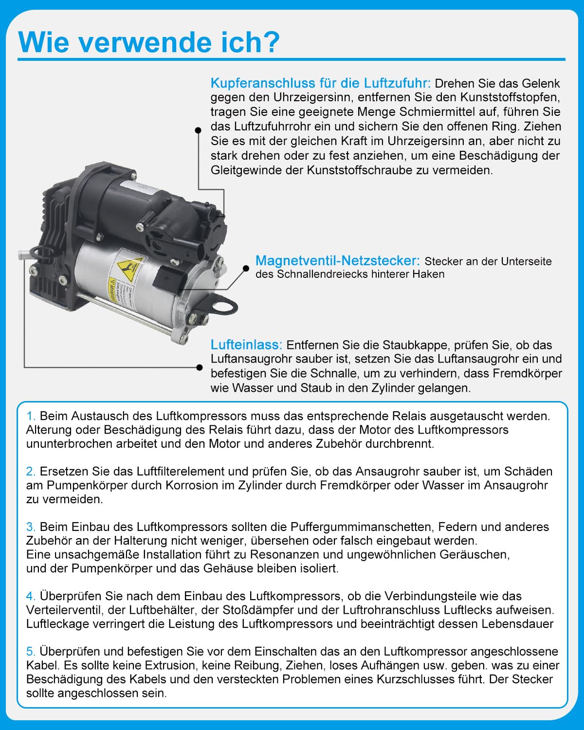 Pompe de compresseur de suspension d'air pour Mercedes - Benz w164 x164 gl350 gl450 gl550 ml350 ml450 ml500 ml550 ml63amg 2006-2012 1643201204 a1643200504