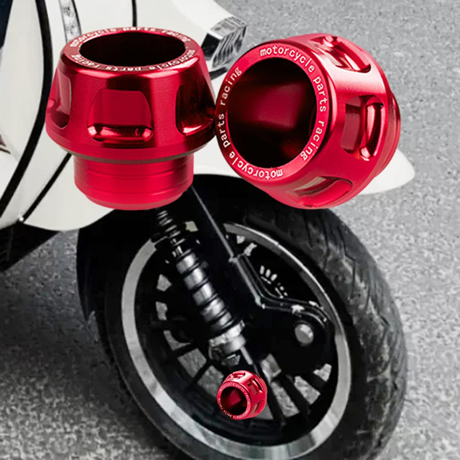 Cadre de Fourche Avant de Moto Universel, Curseur de Protection Contre Les Chutes, Protection Contre Les Chocs de Roue pour Motos, Robuste et léger, Rouge