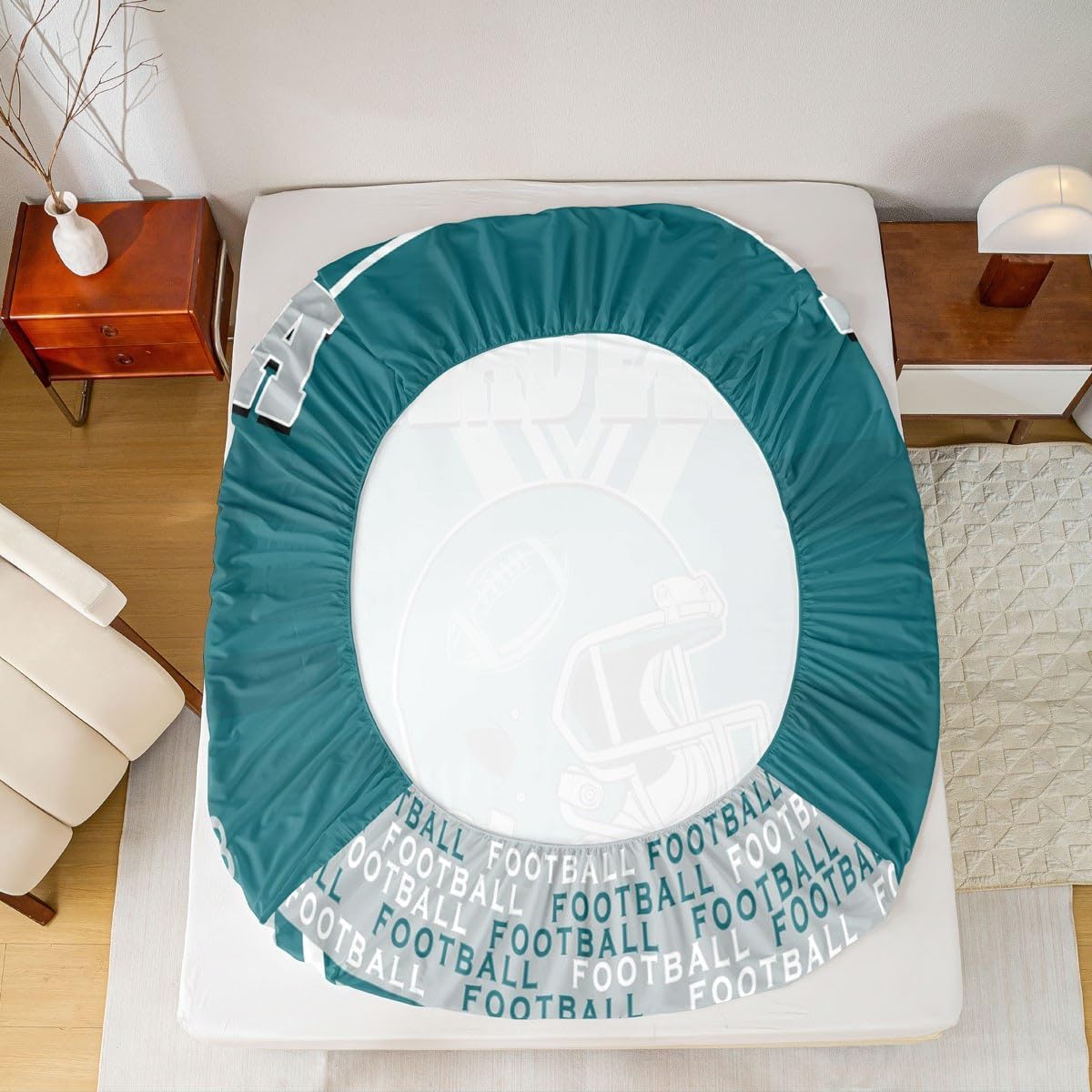 Erosebridal Football Fitted Sheet Full,Rugby Bed Sheets for Football Fan,Football City Bed Set,Sports Bedding Set with 2 Pillowcases Bedroom Decor(Philadelphia)